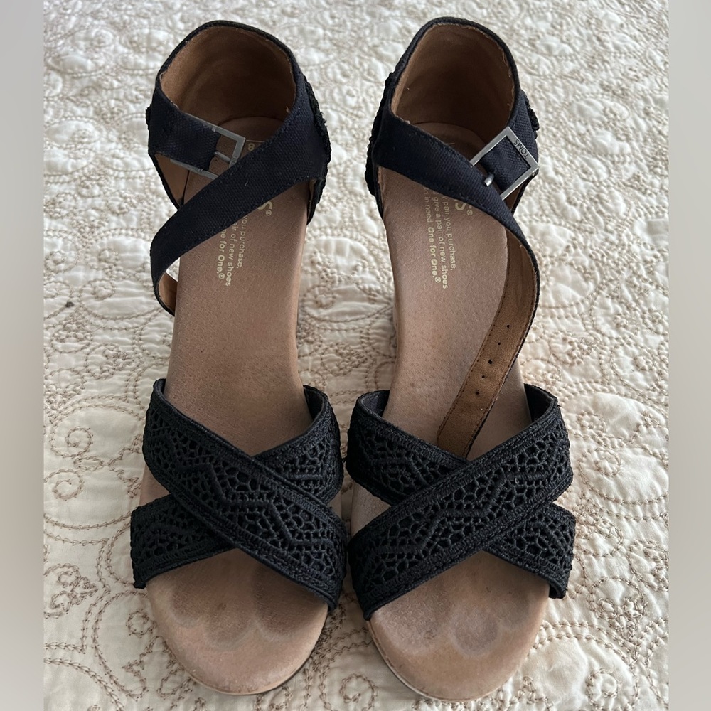 Tom’s, Black Strappy Wedges
